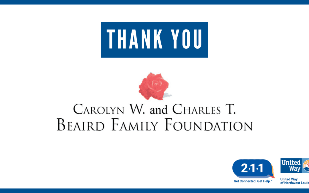 UNITED WAY IS AWARDED $20,000 FROM BEAIRD FAMILY FOUNDATION